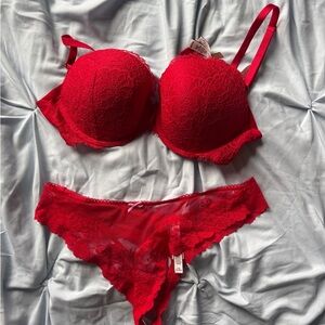 Victoria Secret Red Lace Bra and Panty Set
